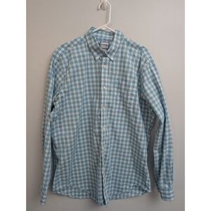 D6 Heybo Mens XXL Blue Cotton Check Flannel Casual Button Down Outdoor fishing